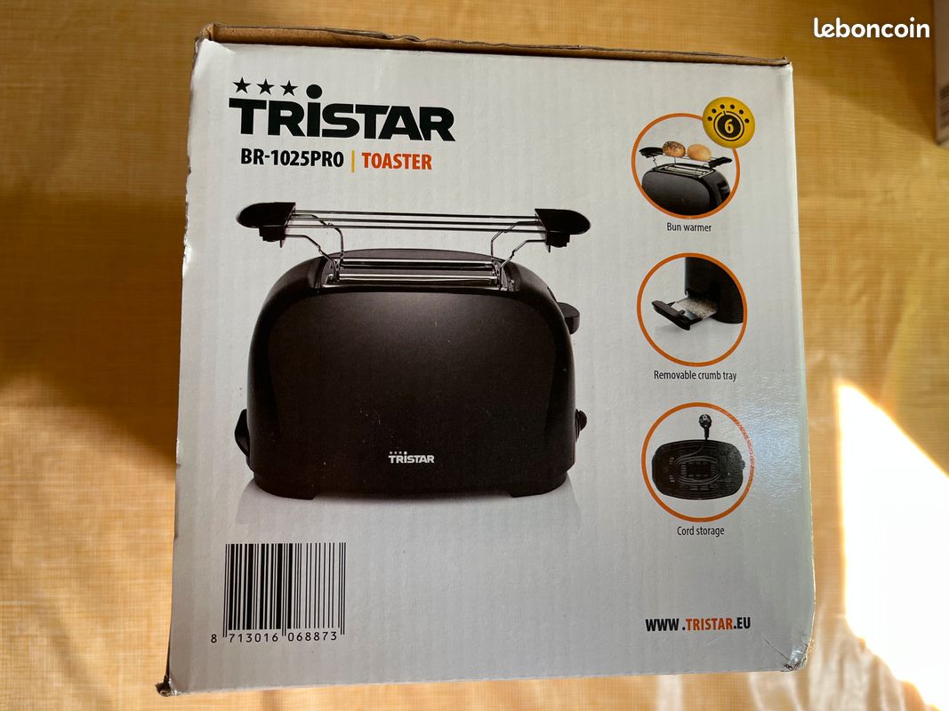 Grille-Pain Tristar BR-1022 - 2 Fentes, Fonction Décongélation & Réchauffage | 800W - Noir