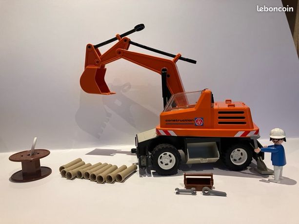 Lot Playmobil Vintage 3472 Pelleteuse 1979 + Trains 4027 Et 4053, Avec Boîtes