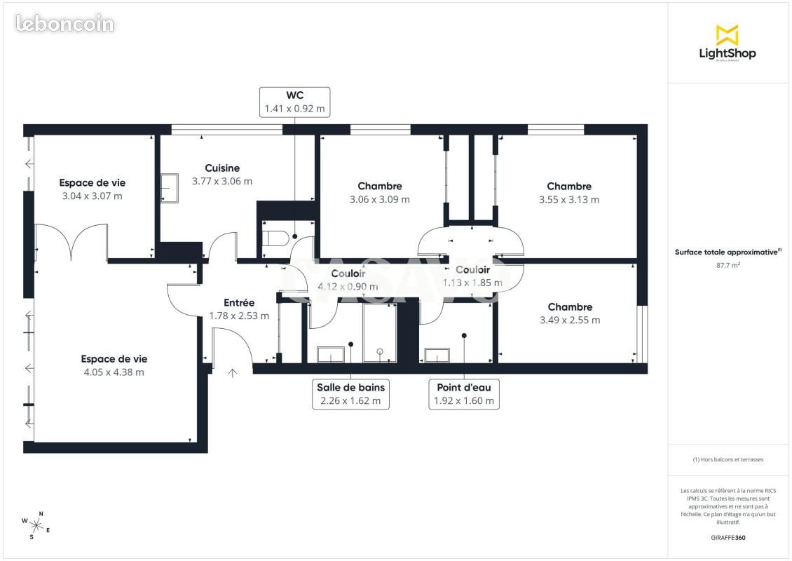 Appartement 5 pièces 88 m²