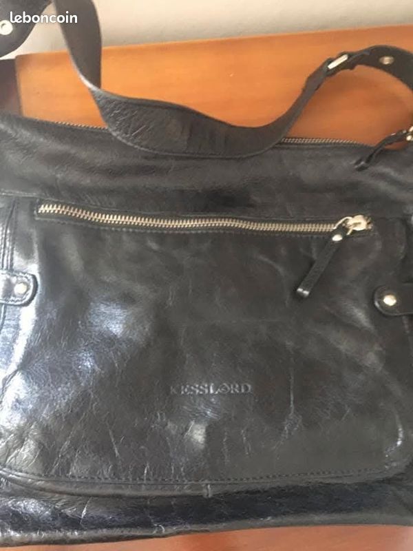 Sac à Main KESSLORD En Toile & Cuir Noir Vintage - Style Rétro Porté Main Ou épaule