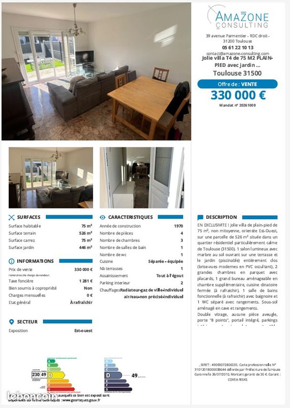 Maison 4 pièces 75 m² · à Toulouse · 75 m² · 330 000 €
