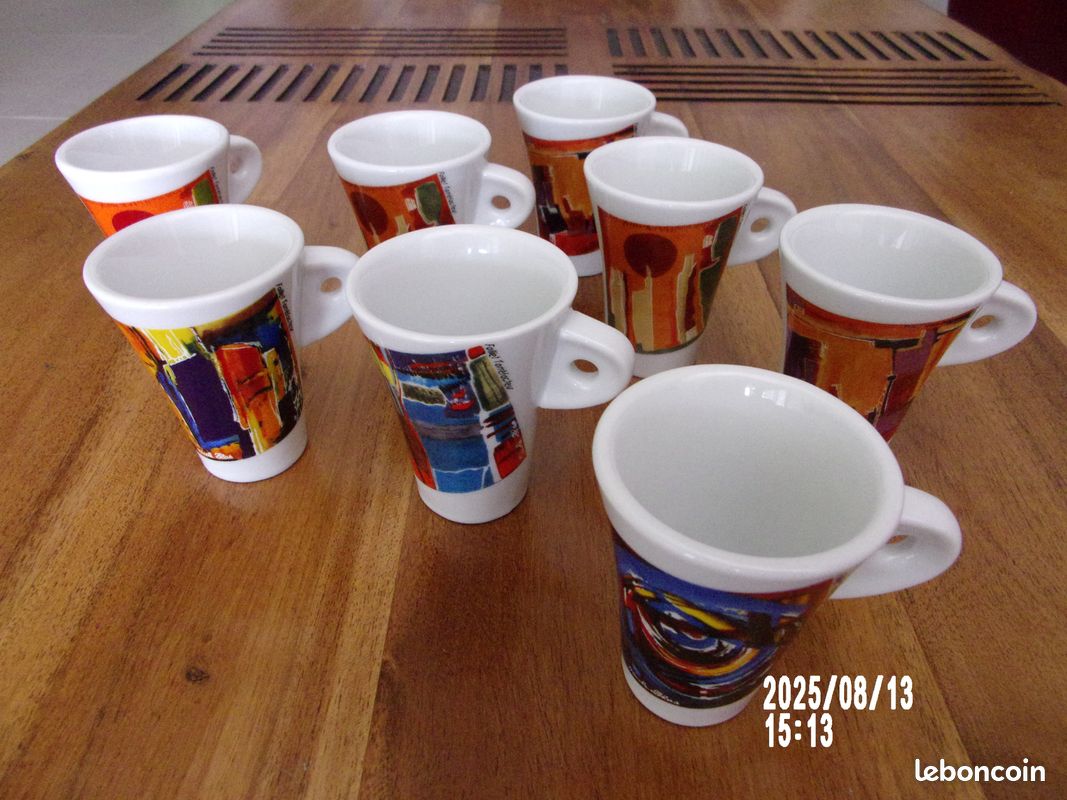 Lot De 6 Tasses à Café Folliet Nicole Blas, Porcelaine, Comme Neuves