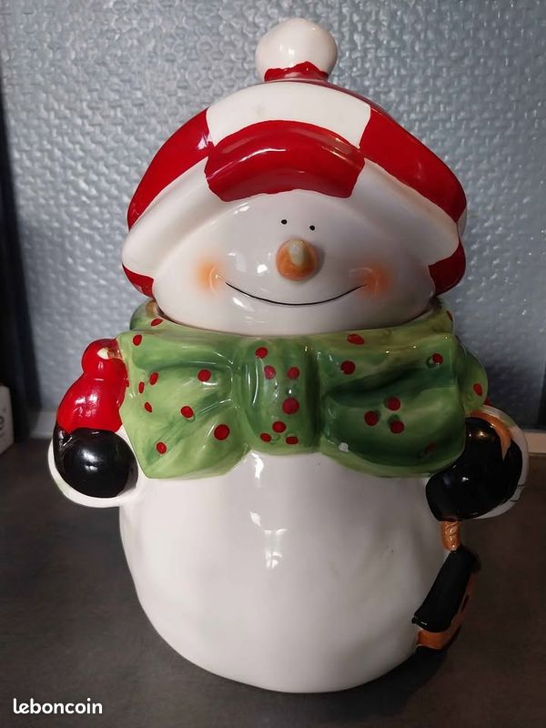 Pot à Biscuits En Céramique De Qualité Alimentaire Pot à Biscuits De Noël Pot à Biscuits Dolomite Pot De Stockage De Pain D'épice De Noël