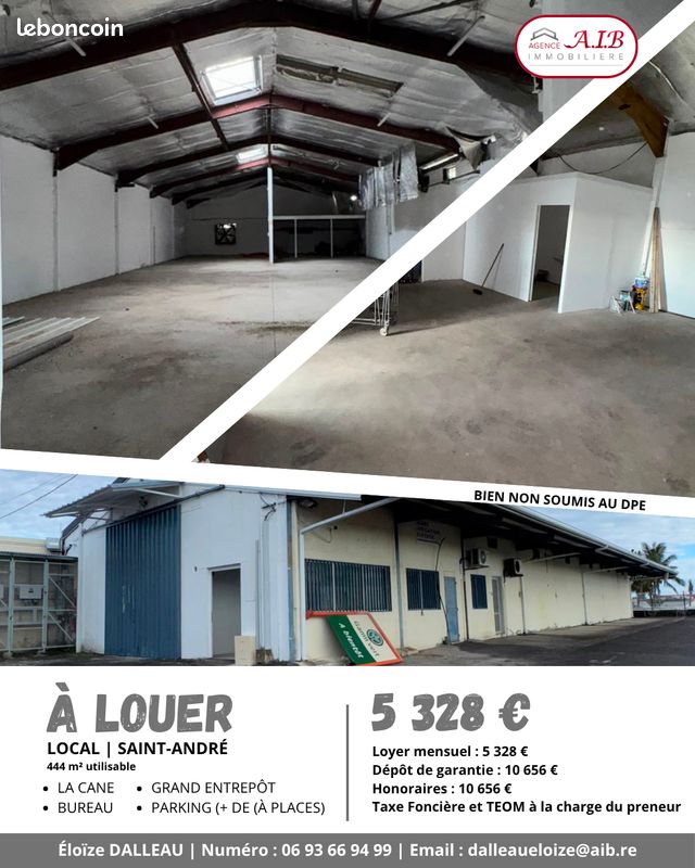 Local commercial 3 pièces 444 m² · à Saint-André · 444 m² · 5 328 €