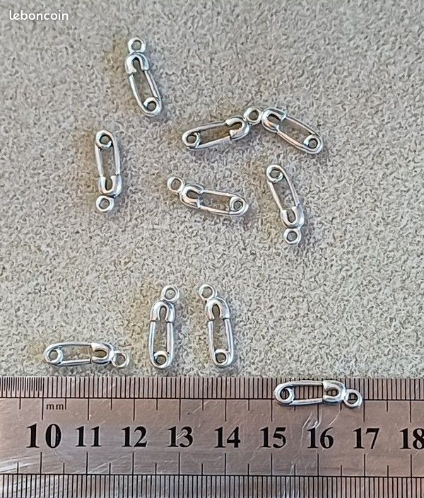 10 Breloques _ EPINGLE A NOURRICE 19X6mm _ Perles charms création bijoux _B029 (image 2)