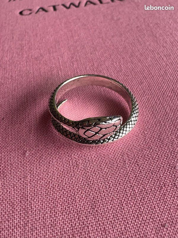 Bague Argent 925 Massif Forme Serpent – Taille 54 (équivaut Environ à Du 56) – Occasion, Déjà Portée