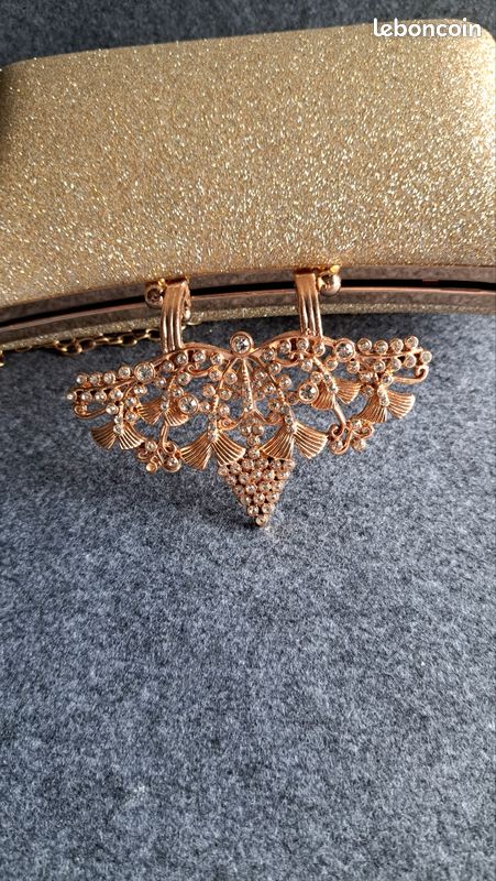 N079 Pochette strass dorée avec un ton orangern a (image 2)