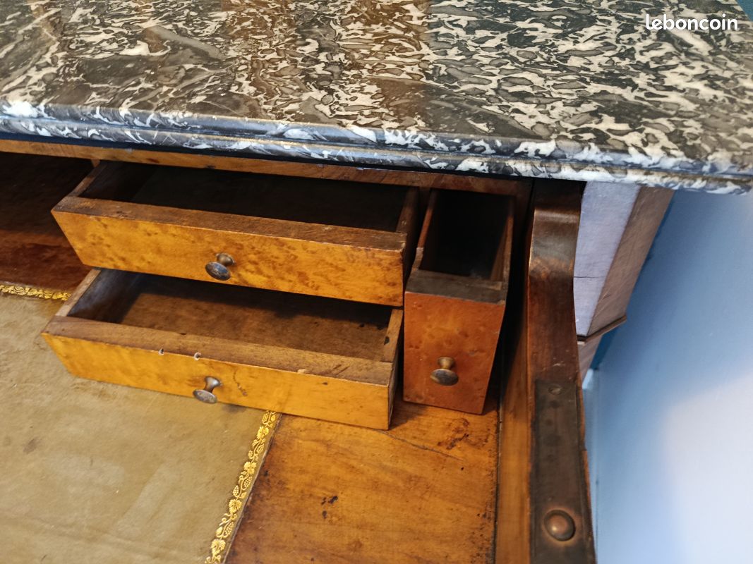 Commode secrétaire Louis-Philippe plateau en marbre (image 3)
