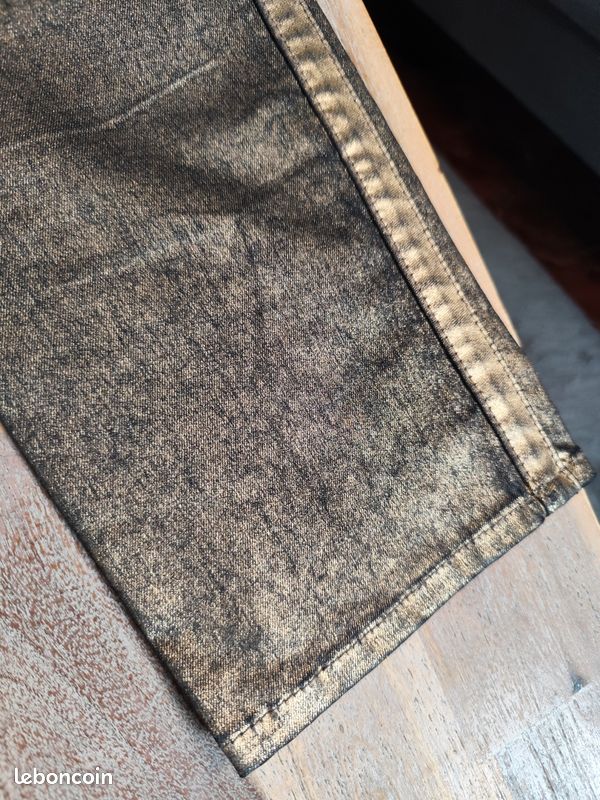 Pantalon skinny noir doré cuivré - Naf Naf Taille 38 (Dimensions en photos) (image 9)