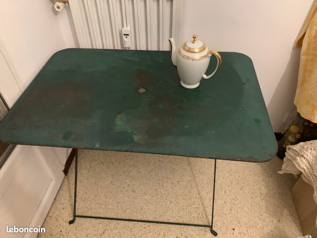 Table de Bistro ancienne en métal, pliable (image 2)