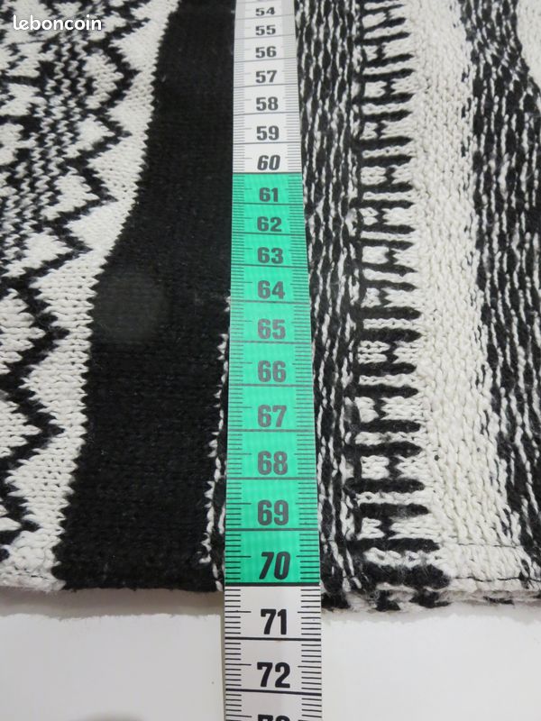 Cardigan Clockhouse noir et blanc à pans – 62 % coton – S/36 oversize (image 6)