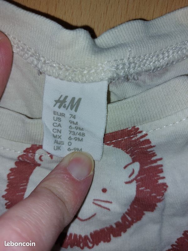 T-shirt manches courtes H&M 9 mois (image 2)