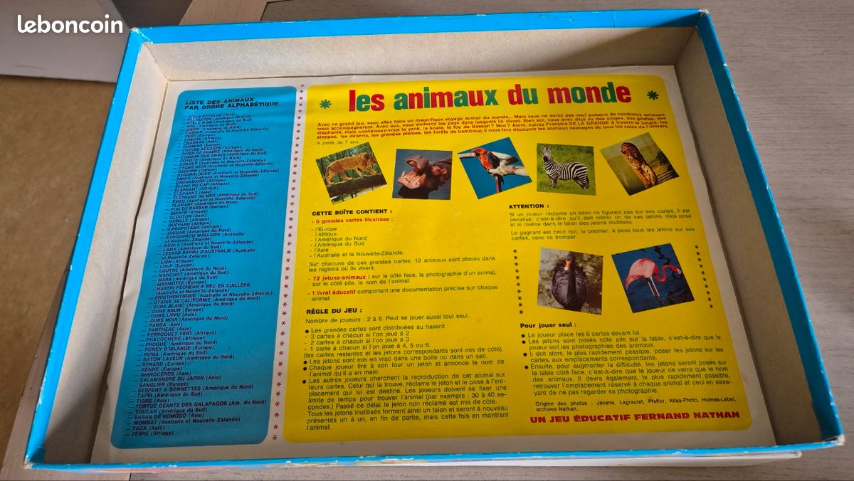 Jeu De Société éducatif Vintage – Passeport Pour La Nature – Fernand Nathan – ORTF 1973 – Complet