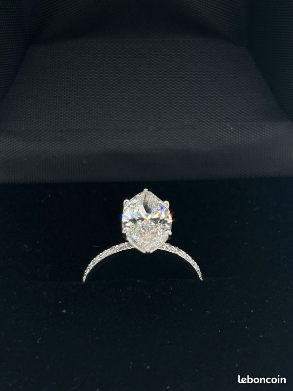 Bague De Fiançailles Or Blanc 14k Diamants Simulés Marquise - Taille 9, Personnalisable