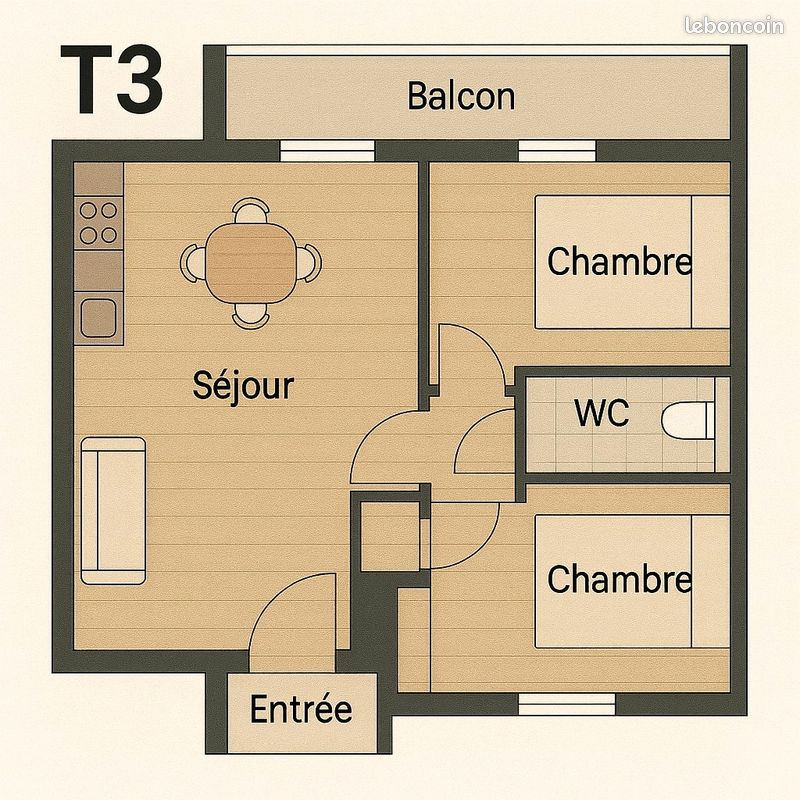 Appartement 3 pièces 65 m² · à Tarbes · 65 m² · 750 €/mois