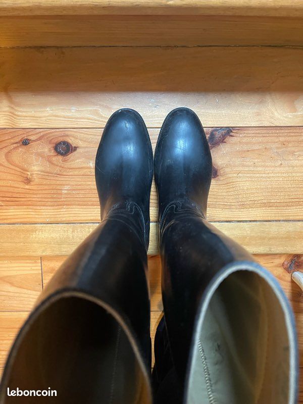 Bottes D'équitation Aigle Coupe Saumur – Caoutchouc Noir – EU39/UK6 – Fabriquées En France