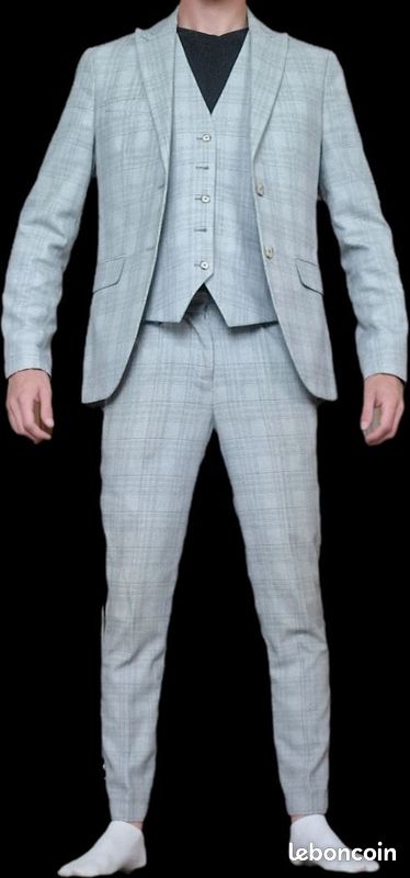 Costume Gris Foncé Costume PiÃ¨ces Homme Carreaux Costumes Pour