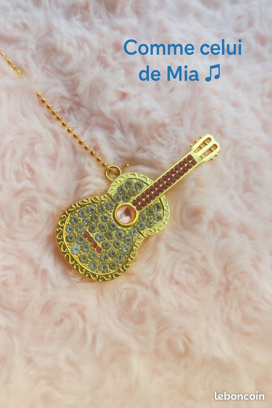Clé USB 32 Go collier guitare dorée – Comme celui de Mia dans Poursuis tes rêves 🎸✨ (image 1)