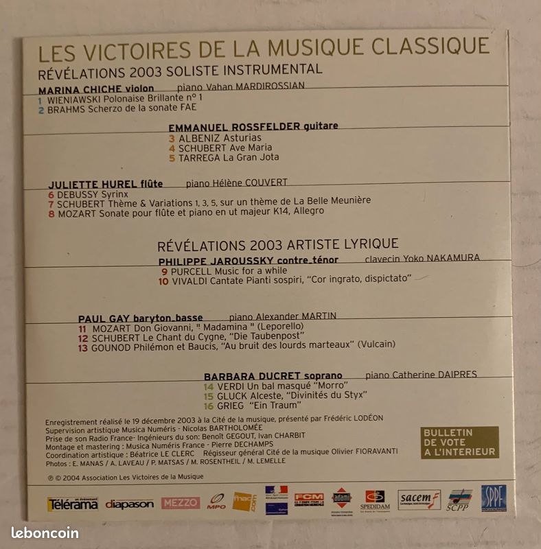 CD les révélations des victoires de la musique classique 2003 (image 2)