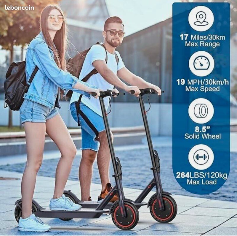 Trottinette électrique LADPED LP60 – 350W, 18 Km D'autonomie, Vitesse 25 Km/h, Pliable | Pour Adultes Jusqu'à 120 Kg