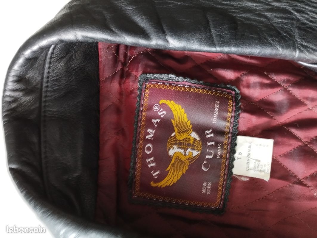 Veste en cuir véritable noir 3/4 pour homme (image 2)