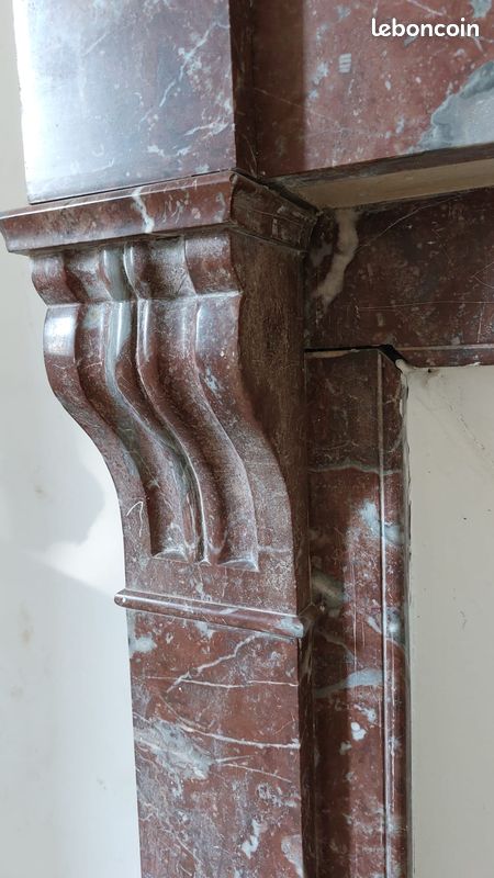 Habillage cheminée marbre rouge (image 6)