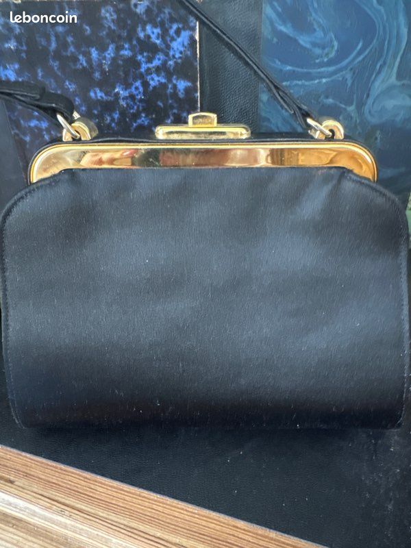 Sac à main noir vintage année 1920 (image 2)