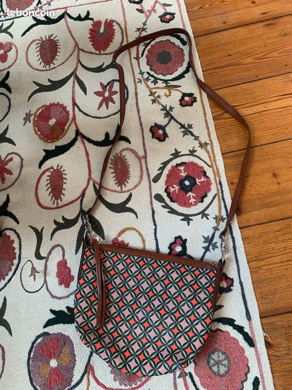 Sac bandoulière fossil avec cuir marron (image 1)