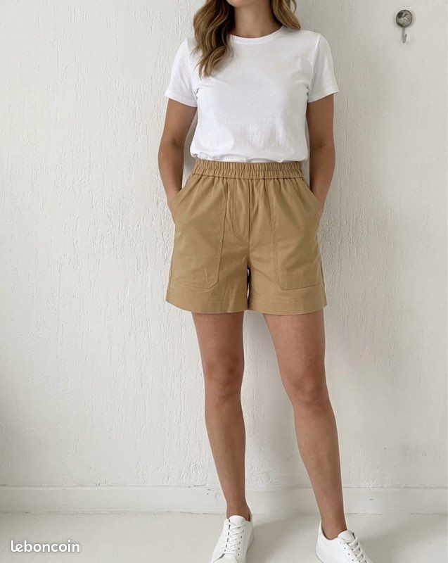 short cargo femme noir taille élastique
