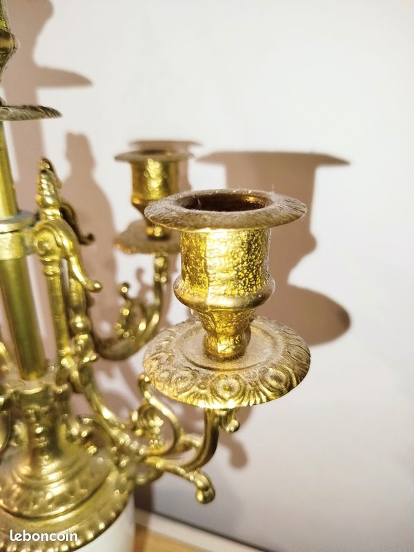 Magnifique chandelier ancien en bronze et céramique – style Fragonard (image 13)