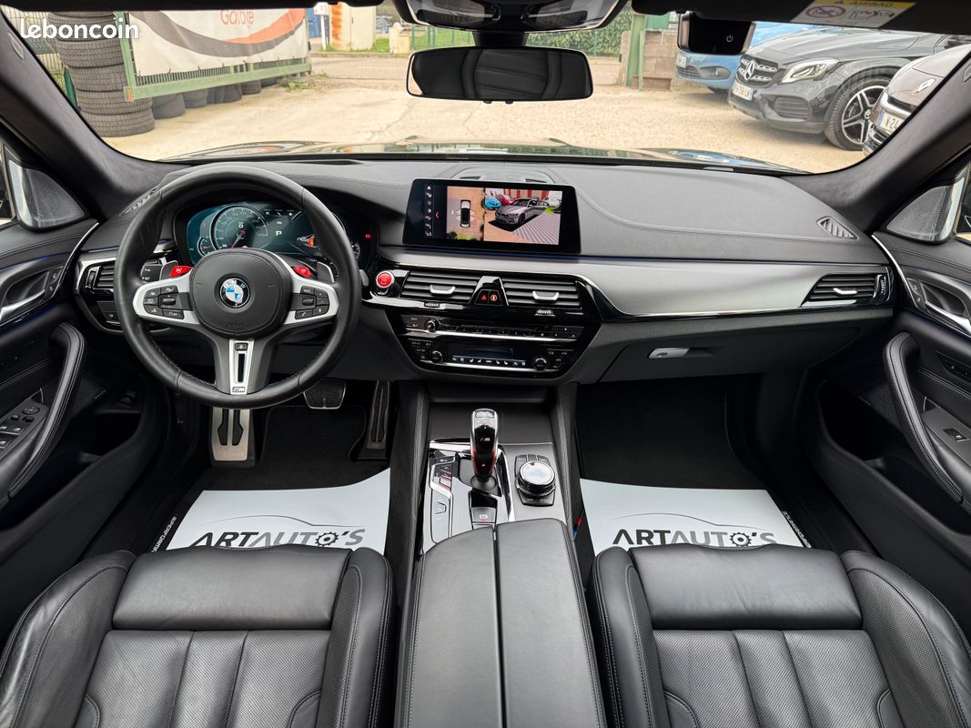 BMW M5 COMPETITION F90 4.4 V8 625 ch Xdrive / SECONDE MAIN / SOFT CLOSE / CIEL DE TOIT ALCANTARA / CAMERA 360 / FREIN CARBONE CERAMIQUE / GARANTIE BMW PREMIUM SELECTION 06/2027 / MALUS INCLUS (image 2)