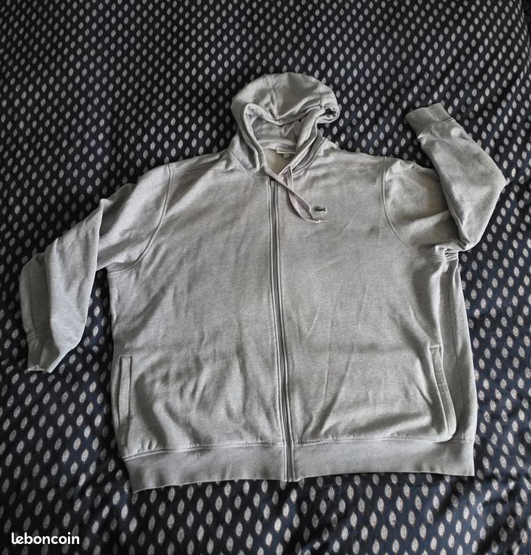 Veste Sweat zippé grande taille à capuche Lacoste sport Gris 6XL
