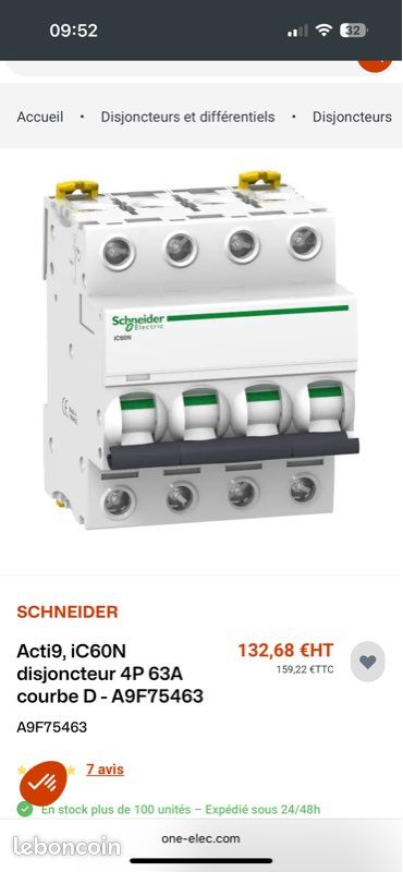 Disjoncteur SCHNEIDER - Bricolage