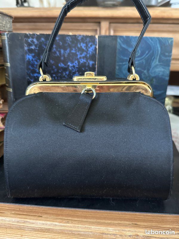 Sac à main noir vintage année 1920 (image 1)