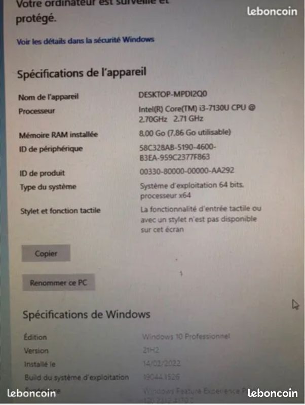 Mini Ordinateur HP 260 G3 -i3-8Go Ram-240Go SSD-win 10 Pro (image 3)