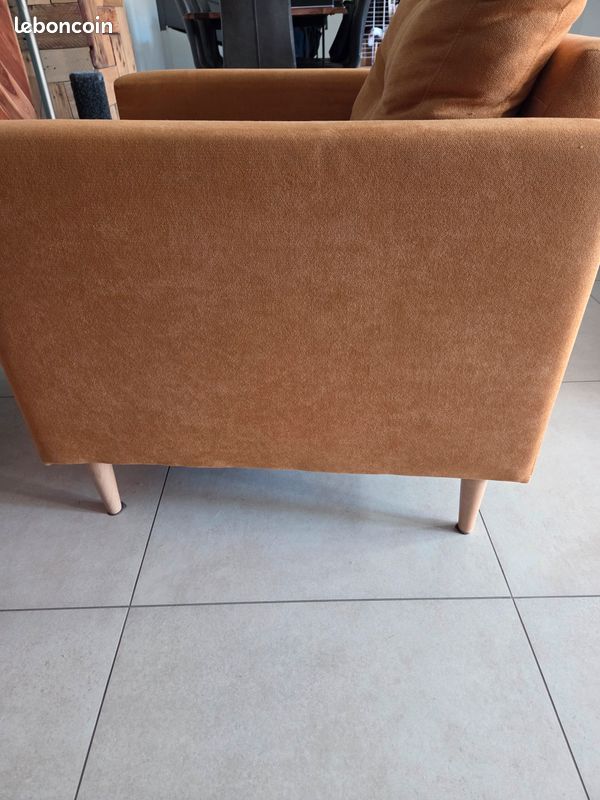 Fauteuil tissu couleur miel (image 3)