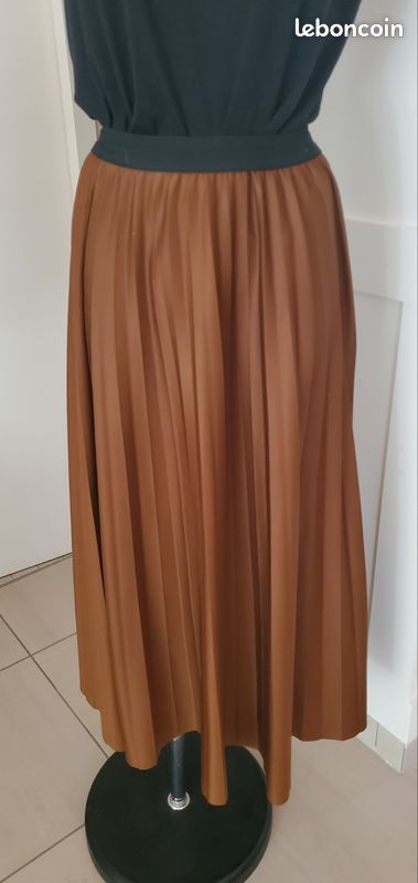 Jupe marron longue taille elastiquée (image 1)