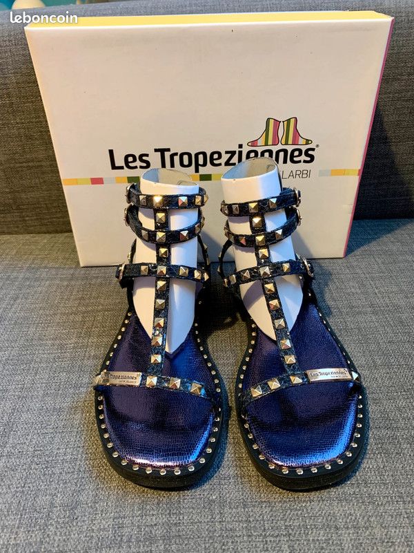 Strap Sandales Bleues Talons Bleu Marine Talon Bleu Electrique