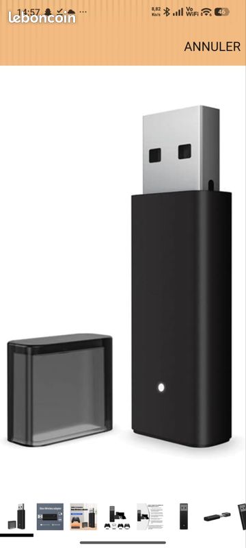 Manette xbox séries noir avec adaptateur sans fils usb pc et batterie rechargeable (image 4)