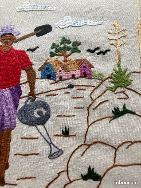 Lot De 2 Tableaux Brodés – Artisanat Malgache Fait Main – Déco Ethnique