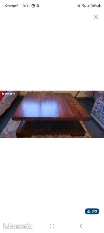 Table basse en bois massif (image 1)
