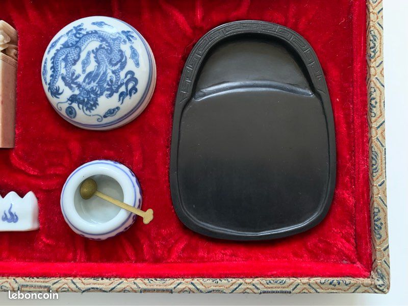 Coffret chinois de calligraphie 文房四宝 vintage – complet – jamais utilisé (image 3)