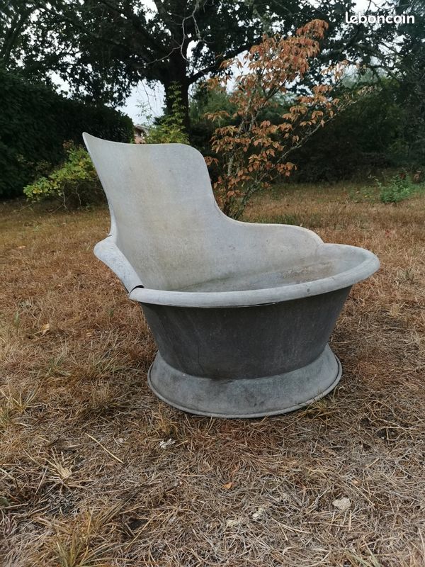 Ancienne grande baignoire de bébé en zinc (image 6)