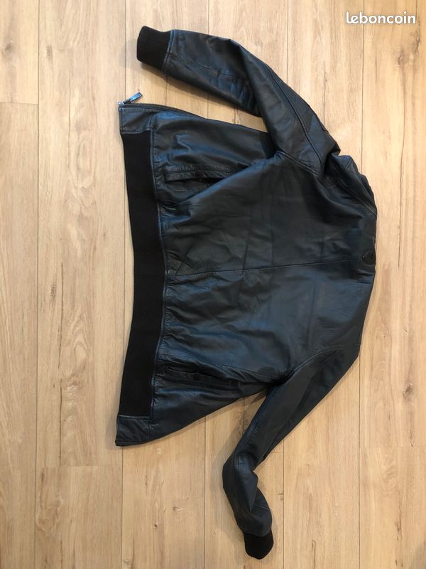 Veste cuire bleue redskin (image 2)