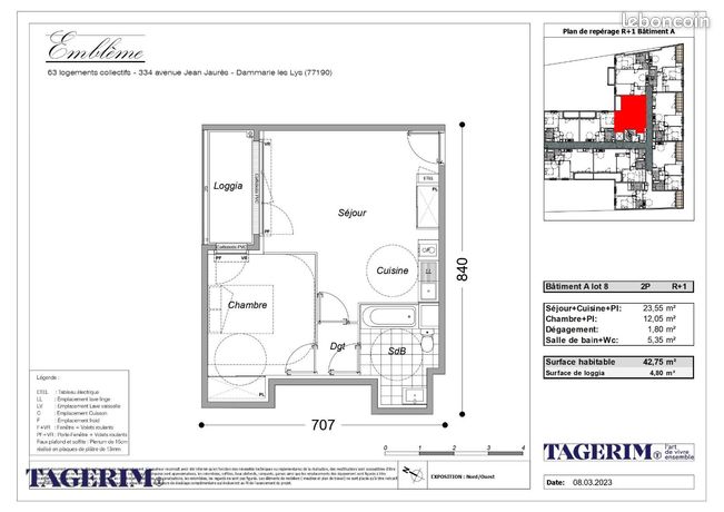 Appartement a louer dammarie-les-lys - 2 pièce(s) - 43 m2 - Surfyn