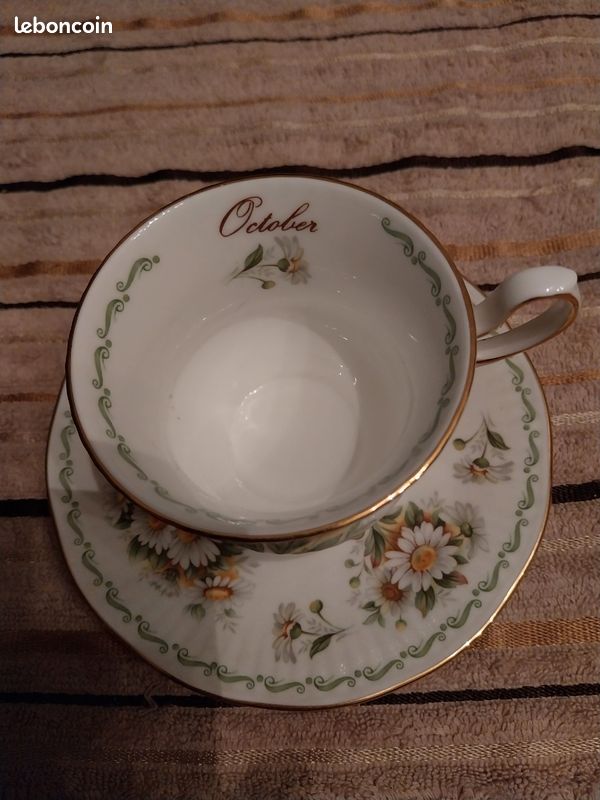 Tasse et soucoupe Queen's October Rosina China Coltd pâquerettes England (image 2)