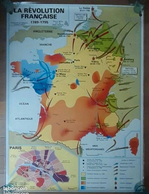 🗺️✨ carte scolaire vintage – la révolution française 🇫🇷 (image 1)