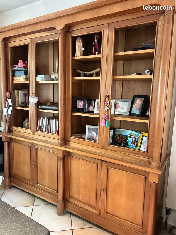 Bibliotheque bois merisier d'occasion - Ameublement
