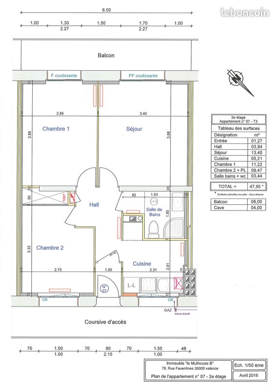 Appartement 3 pièces 48 m² · à Valence · 48 m² · 530 €/mois
