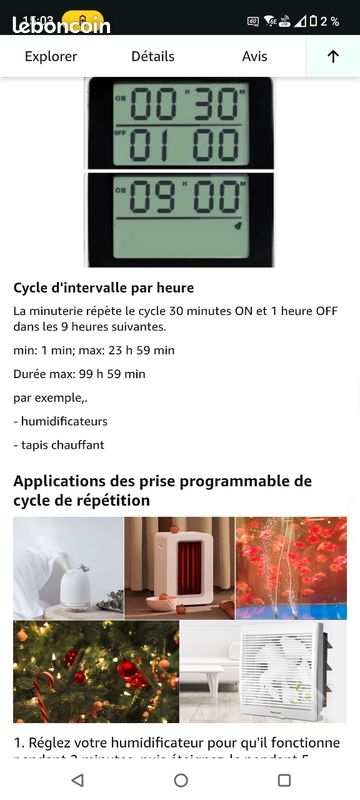 Programmateur De Prise Électrique Vinabo - Minuteur Digital à Cycle - Neuf